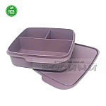 Квадратна кутия с 3 разпределения пластмасова с капак BPA Free1