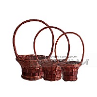 Комплект ратанови кръгли кошници Шапка кафяви