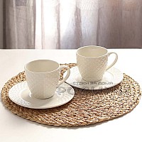 Сервиз за чай, кафе Бял РЕЛЕФ 2 + 2 части