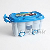 Детска кутия за играчки с капак и дръжка Синя