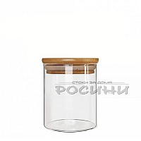 Стъклен буркан с бамбукова капачка 500ml