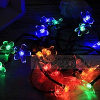 Соларна светеща LED гирлянда 5м 20 цветни лампи цветенца