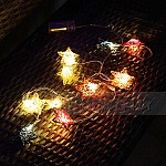 Светеща LED гирлянда 2м 10 лампи звездички топла бяла светлина Светеща LED гирлянда 2м 10 лампи звездички топла бяла светлина3