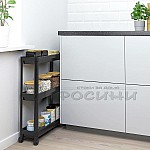 Стелаж с колелца Slim на 3 етажа за кухня, баня ЧЕРЕН Стелаж с колелца Slim на 3 етажа за кухня, баня ЧЕРЕН2
