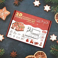 Комплект 18 метални форми за Коледни 3D сладки Джинджифилова къщичка, Снежко, еленче, елхичка и шейна