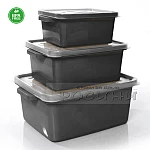 Комплект от 3 пластмасови правоъгълни цветни кутии с капак BPA Free1