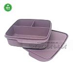 Квадратна кутия с 3 разпределения пластмасова с капак BPA Free1