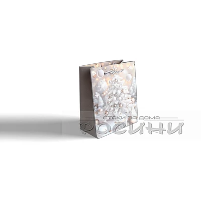 Подаръчна торбичка Сребърна Коледа 12 х 14 х 6 см XS