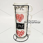 Комплект чаши за кафе на стойка "LOVE"3