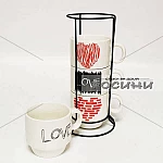 Комплект чаши за кафе на стойка "LOVE"2