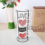 Комплект чаши за кафе на стойка "LOVE"