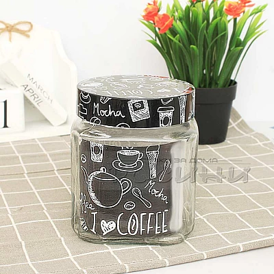 Стъклен буркан Квадрат COFFE 1л.