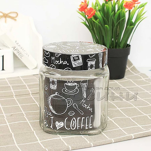 Стъклен буркан Квадрат COFFE 1л.