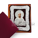 Икона Исус Христос дървена със сребристи орнаменти1