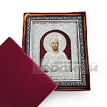 Икона Исус Христос дървена със сребристи и гравирани орнаменти1