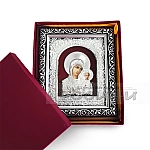 Икона Дева Мария с Младенеца дървена със сребристи и гравирани орнаменти1