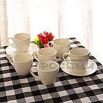 Сервиз 6 чаши + 6 чинийки за кафе, чай Бял РЕЛЕФ2