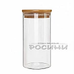 Стъклен буркан с бамбукова капачка 1л