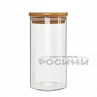 Стъклен буркан с бамбукова капачка 1л