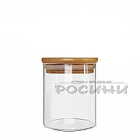 Стъклен буркан с бамбукова капачка 500ml