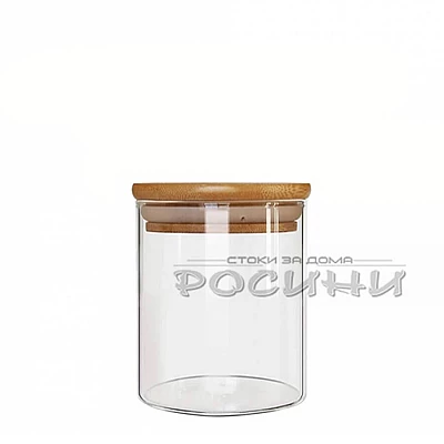 Стъклен буркан с бамбукова капачка 500ml