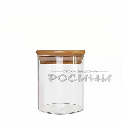 Стъклен буркан с бамбукова капачка 500ml