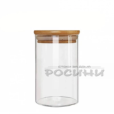 Стъклен буркан с бамбукова капачка 700ml