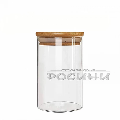 Стъклен буркан с бамбукова капачка 700ml