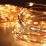 Светеща LED гирлянда 10 м 100 лампи топла бяла светлина дистанционно и звук1