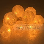 Светеща LED гирлянда с големи бели топки от памучна нишка2
