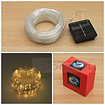 Соларен LED маркуч топла бяла светлина 10 м 100 лампички