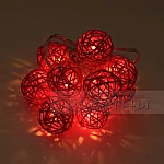 Светеща LED гирлянда декорация от плетени розови ратанови топки3