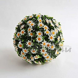Декоративна зелена топка Чемшир с Маргаритки Ф 28см.