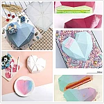 Силиконов молд 3D Диамантено сърце за торта, кейк 18 см/силиконова форма5