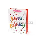 Подаръчна торбичка Happy Birthday средна 4 цвята 26х32х10 см.1