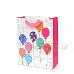 Подаръчна торбичка Happy Birthday средна 4 цвята 26х32х10 см.3