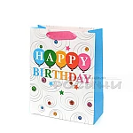 Подаръчна торбичка Happy Birthday средна 4 цвята 26х32х10 см.4