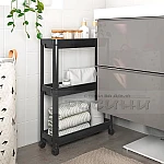 Стелаж с колелца Slim на 3 етажа за кухня, баня ЧЕРЕН1