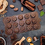 Силиконова форма за шоколадови бонбони Цветя 15 гнезда1