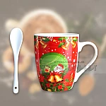 Порцеланова Коледна Чаша с лъжичка в кутия Дядо Коледа1