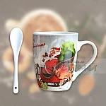 Порцеланова Коледна Чаша с лъжичка в кутия Дядо Коледа2