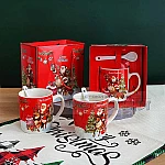 Коледна чаша и лъжичка в кутия с дръжки1