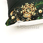 Коледна възглавница с декорация Merry Christmas 30х50см тъмно зелена велур1