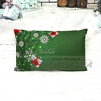 Коледна възглавница със снежинки Merry Christmas 30 х 50 см. зелена велур