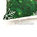 Коледна възглавница със снежинки Merry Christmas 30 х 50 см. зелена велур1