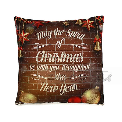 Коледна възглавница Spirit of Christmas 45 х 45 см. кафява велур