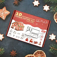 Комплект 18 метални форми за Коледни 3D сладки Джинджифилова къщичка, Снежко, еленче, елхичка и шейна
