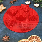 Коледен силиконов молд 3D КЪЩИЧКИ 6 гнезда