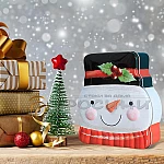 Коледна метална кутия  СНЕЖКО за сладки, подаръци2