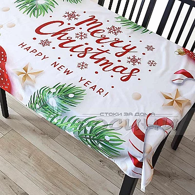 Коледна покривка Клонки Merry Christmas 140х220см